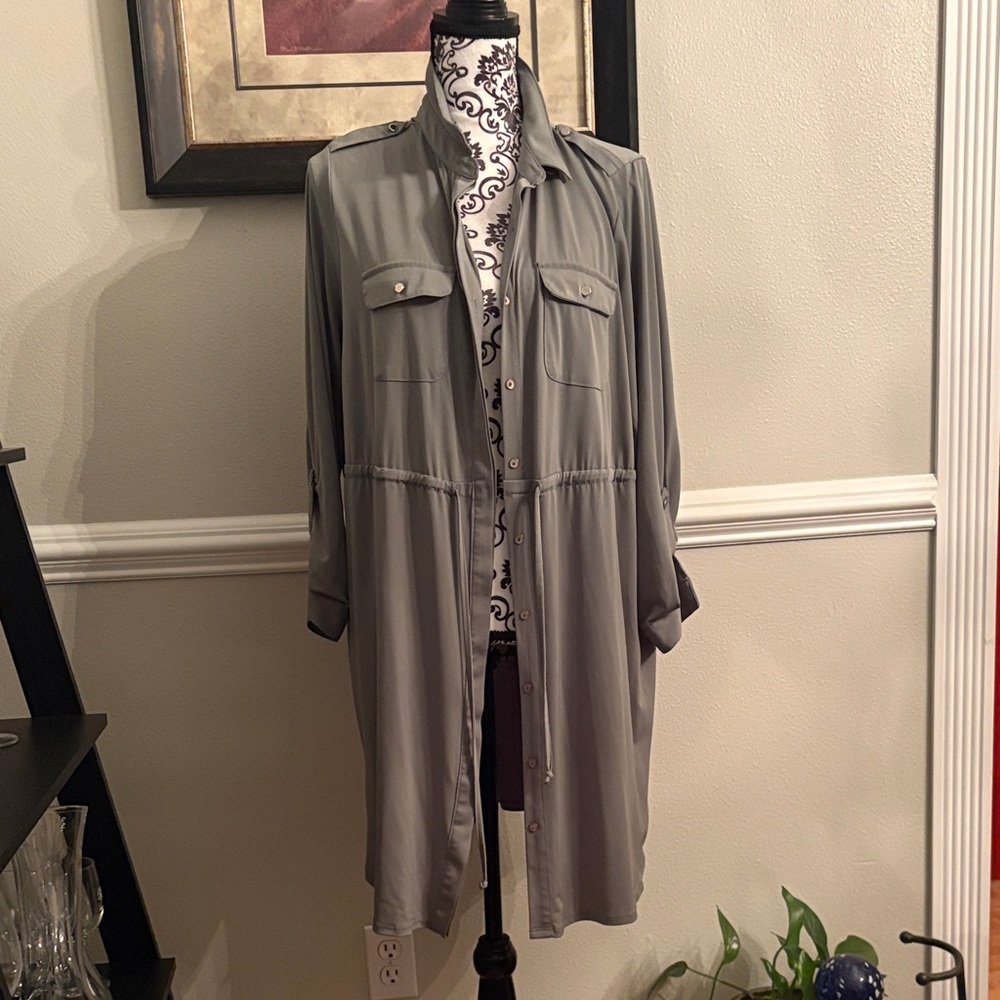 Stylish Dusty Green Longline Button Down Shirt